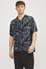 JACK&JONES JJGURU MONOCHROME AOP RESORT SHIRT SS12249210 SİYAH-2