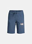 Jack & Jones Bağlamalı Bel Normal Lacivert Erkek Genç  Şort JPSTLOGO SWEAT SHORTS 2 COL SN GMS