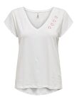 Only Kadın V-Yaka İşlemeli T-shirt - 15320529