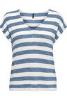ONLY ONLLIRA LIFE S/S V-NECK TOP JRS NOOS 15252103 MAVİ