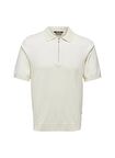 Only & Sons Düz Krem Erkek Polo T-Shirt ONSWYLER LIFE REG 14 SS ZIP POLO KN