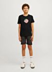 Jack & Jones Baskılı Siyah Erkek Çocuk  T-Shirt JORTAMPA FASTRUNNER1 TEE SS CREWNEC