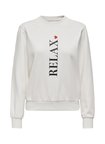 Only O Yaka Baskılı Koyu Beyaz Kadın Sweatshırt ONLVIOLA L/S O-NECK CC SWT