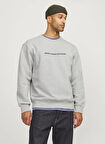 Jack & Jones Düz Yaka Gri Melanj Erkek Sweatshırt 12259149_RDDRYDER SWEAT CREW NECK S