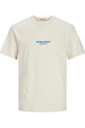 JACK&JONES JORARUBA PUFF BRANDING TEE SS CREW NECK 12255557 KREM