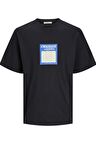 JACK&JONES JORMYKONOS GEO FRONT TEE SS C.N LN12256328 SİYAH