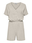 ONLSIESTA S/S LINEN BL PLAYSUIT PNT Kadın Bej Tulum - 15322849