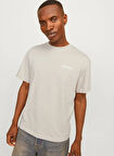 Jack & Jones Bisiklet Yaka Bej Erkek T-Shirt 12256589_JJELEGACY TEE SS O-NECK NO