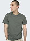 Only & Sons O Yaka Düz Zümrüt Yeşili Erkek T-Shirt ONSMAX LIFE SS STITCH TEE NOOS