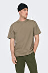 Only & Sons Erkek Onsfred Bisiklet Yaka Kısa Kollu %100 Pamuk T-Shirt 22022532 Toprak
