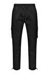 Only & Sons Erkek Onscommon Slim Fit Beli Lastikli ve Bağlamalı Pamuklu Kargo Pantolon 22029750 Siyah