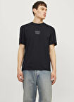Jack & Jones Siyah Erkek T-Shirt 12256801_JJHAKKAI TEE SS CREW NECK