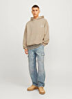 Jack & Jones Kapüşon Yaka Bej Erkek Sweatshırt 12262878_JORVERMONT WASH SWEAT HOOD