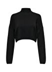 Only Normal Örgü Desenli Siyah Kazak Kadın ONLBODRUM CROPPED PULLOVER KNT