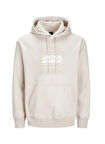 Jack & Jones Kapüşon Yaka Ekru Erkek Sweatshırt 12269940_JCOAERO FRONT PRINT SWEAT