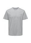 Only & Sons O Yaka Düz Gri Erkek T-Shirt ONSMAX LIFE SS STITCH TEE NOOS