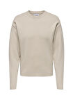 Only & Sons O Yaka Rahat Düz Ekru Erkek Kazak ONSCOOPER RLX LS 12 CREW KNIT