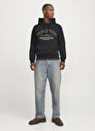 Jack & Jones Kapüşon Yaka Siyah Erkek Sweatshırt 12265823_JORFREDERIKSBERG MARGATE S