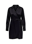 Only Gömlek Yaka Düz Siyah Standart Kadın Elbise ONLJANE LIFE L/S ISA DRESS PTM