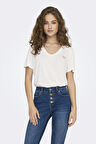 ONLNEW BELLE S/S LOVE V-NECK TOP BOX JRS TAŞ