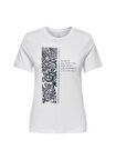 Only O Yaka Baskılı Beyaz Kadın T-Shirt ONLABBY LIFE REG S/S AOP TOP BOX JR