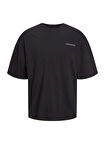 Jack & Jones Bisiklet Yaka Siyah Erkek T-Shirt 12273506_JJALMOS TEE SS CREW NECK