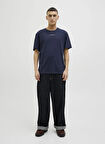 Jack & Jones Bisiklet Yaka Lacivert Erkek T-Shirt 12271257_JJJAYCE TEE SS CREW NECK