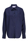 JJXX Kadın Jxjamıe Oversize Uzun Kollu Keten Gömlek 12269668 Lacivert