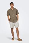 Only & Sons Erkek Onscaıden Kısa Kollu Keten Gömlek 22025116 Kahverengi