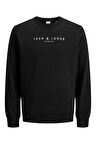 Jack & Jones Erkek Jprccjayson Yazı Detaylı Bisiklet Yaka %100 Pamuk Sweatshirt 12283436 Siyah