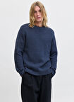 Jack & Jones Bisiklet Yaka Normal Lacivert Erkek Kazak 12278816_JJEDOVER KNIT CREW NECK SN