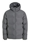 Jack & Jones Gri Erkek Mont 12278749_JJESOHO PUFFER HOOD SN