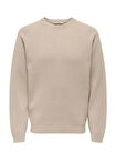 Only & Sons O Yaka Normal Düz Ekru Erkek Kazak ONSPIN REG 12 CREW KNIT