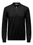 ONSWYLER LIFE REG 14 HALF ZIP POLO KNIT Erkek Black Kazak - 22034225