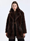 Only Koyu Kahve Kadın Kaban ONLDAWN LIFE FAUX FUR COAT CC OTW