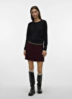 Vero Moda Normal Bel Bordo Kadın Kısa Etek VMMARINA NW SKATERSKIRT BOO