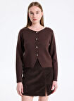 Only Koyu Kahve Kadın Hırka ONLSCARLETT LS BUTTON CARDIGAN KNT