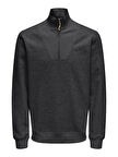 Only & Sons Erkek Yarım Fermuarlı Regular Fit Siyah Sweatshirt - 22034629