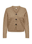 Only Açık Kahve Kadın Hırka ONLRIO LIFE LS CABLE CARDIGAN KNT