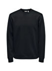 Only & Sons O Yaka Siyah Erkek Sweatshırt ONSLUCA LIFE REG LS CREW SWEAT
