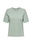 Only O Yaka Desenli Yeşil Kadın T-Shirt ONLMOODY LIFE S/S WORD TOP BOX JRS
