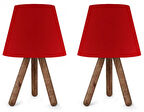North Home Ahşap Ayaklı Abajur Pvc Başlık 2 ' li Fırsat Ürünü