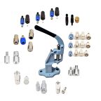 İnci, Çıtçıt, Klikit, Rivet, Kuşgözü Takma Kalıplarıyla Kapsamlı Açık Gri Tulumba Pres Seti (18 Kalıp)