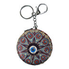 El Aynası - Anahtarlıklı Otantik Desenli Katlanır Makyaj Aynası - Cep, Çanta Aynası