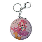 El Aynası - Anahtarlıklı Deniz Kızı Desenli Katlanır Makyaj Aynası - Cep, Çanta Aynası