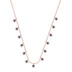 Zirkon Taşlı Pırlanta Montür Rose Altın Kaplama Sallantılı Yıldız Gümüş Kolye