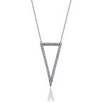 Zİrkon Taşlı Pırlanta Montür Gümüş Rengi Kaplama Ortası Boş Üçgen Gümüş Kolye