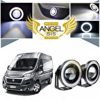 Fiat Ducato Uyumlu, Universal Mercekli Led Angel Sis Farı, 76mm Beyaz Renk
