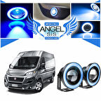 Fiat Ducato Uyumlu, Universal Mercekli Led Angel Sis Farı, 76mm Buz Mavi Renk