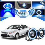 Ford Focus 3 Uyumlu, Universal Mercekli Led Angel Sis Farı, 76mm Buz Mavi Renk